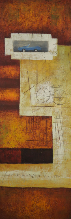 Han Teng: Acryl op doek, Bicycle - Ingelijst kopen? Bied vanaf 35!