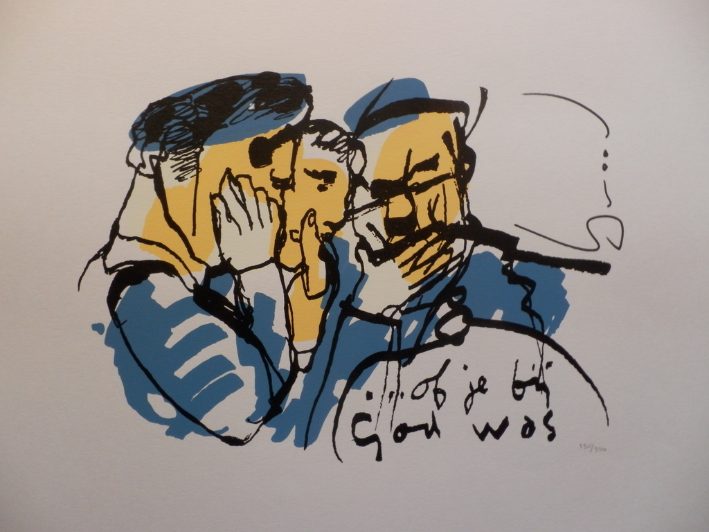 HERMAN BROOD HANDGESIGNEERDE En Gelimiteerde ZEEFDRUK OF JE BIJ GOD WAS verkocht voor € 125!
