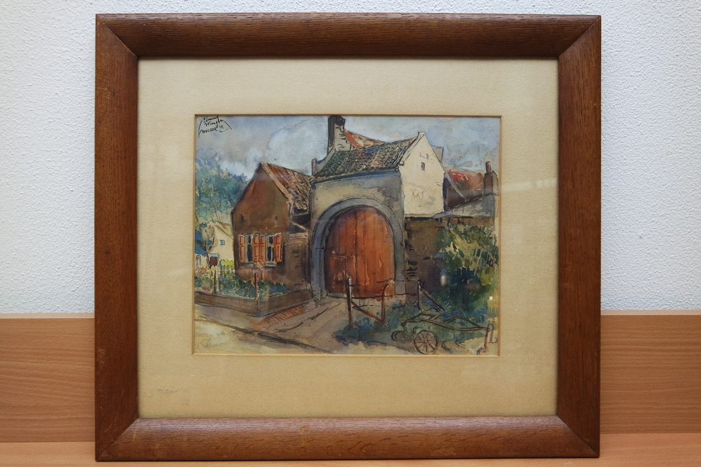 Edmond Wingen (1906-1970) - aquarel - poortgebouw kopen? Bied vanaf 80!