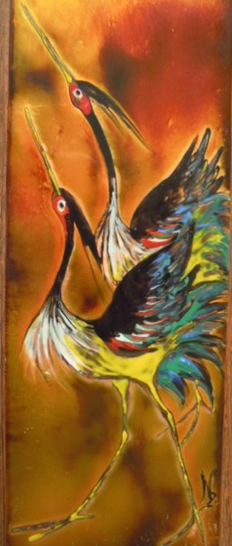 Schilderij op koperen plaat = gesigneerd waarschijnlijk NB   kopen? Bied vanaf 25!