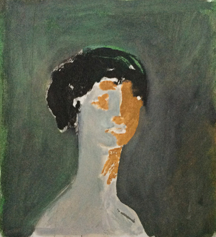 Irene Joffroy - portret van vrouw - olieverf op papier verkocht voor € 36!