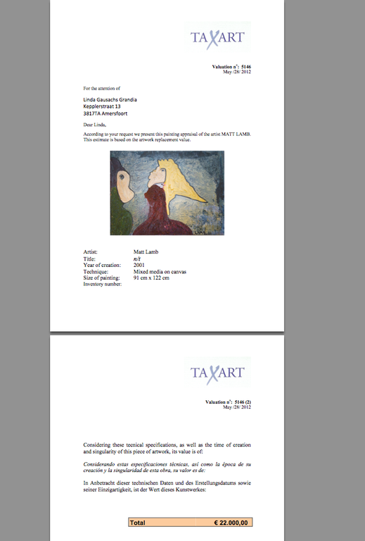 Painting Matt Lamb 2001 - size 91 cm x 122 cm for sale price below actual value kopen? Bied vanaf 600!