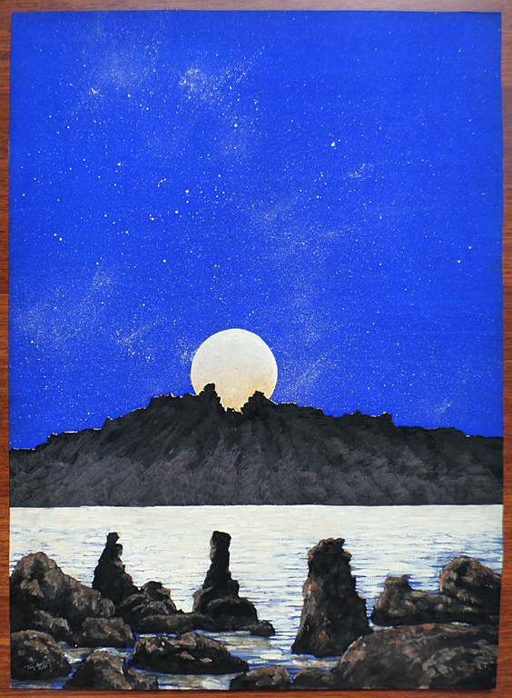 Tom Anema - Maan boven bergmeer, gemengde techniek kopen? Bied vanaf 60!