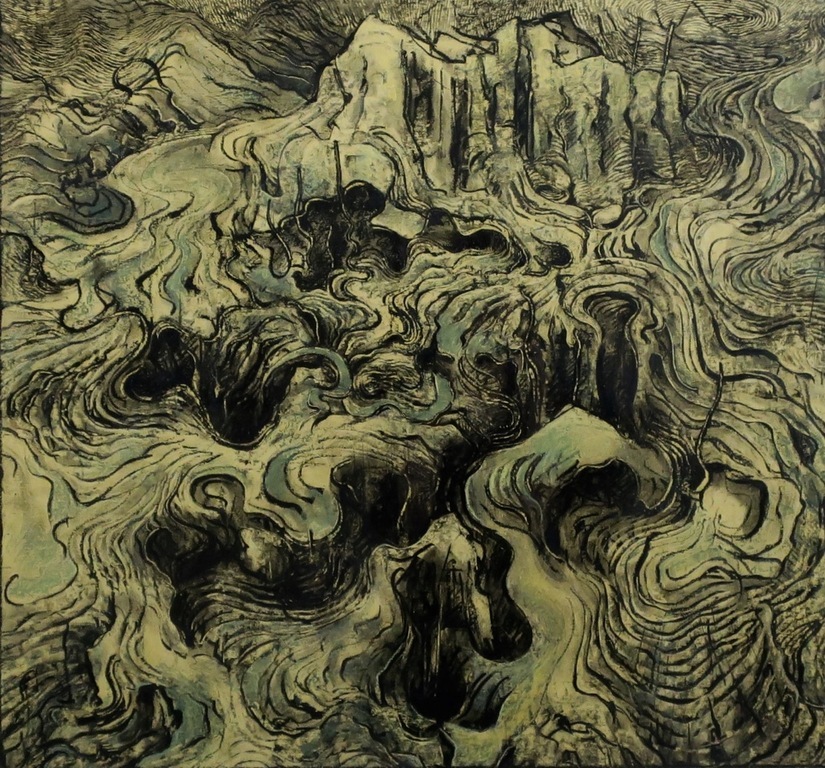 Hans van den Boogaard: Gemengde techniek op papier, Zonder titel - Ingelijst kopen? Bied vanaf 100!