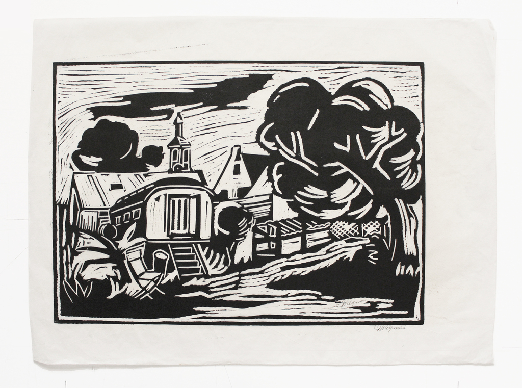 2 linodrukken Piet Wiegman (Heemstede 1930 - 2005) - Cafe/Woonwagen kopen? Bied vanaf 15!