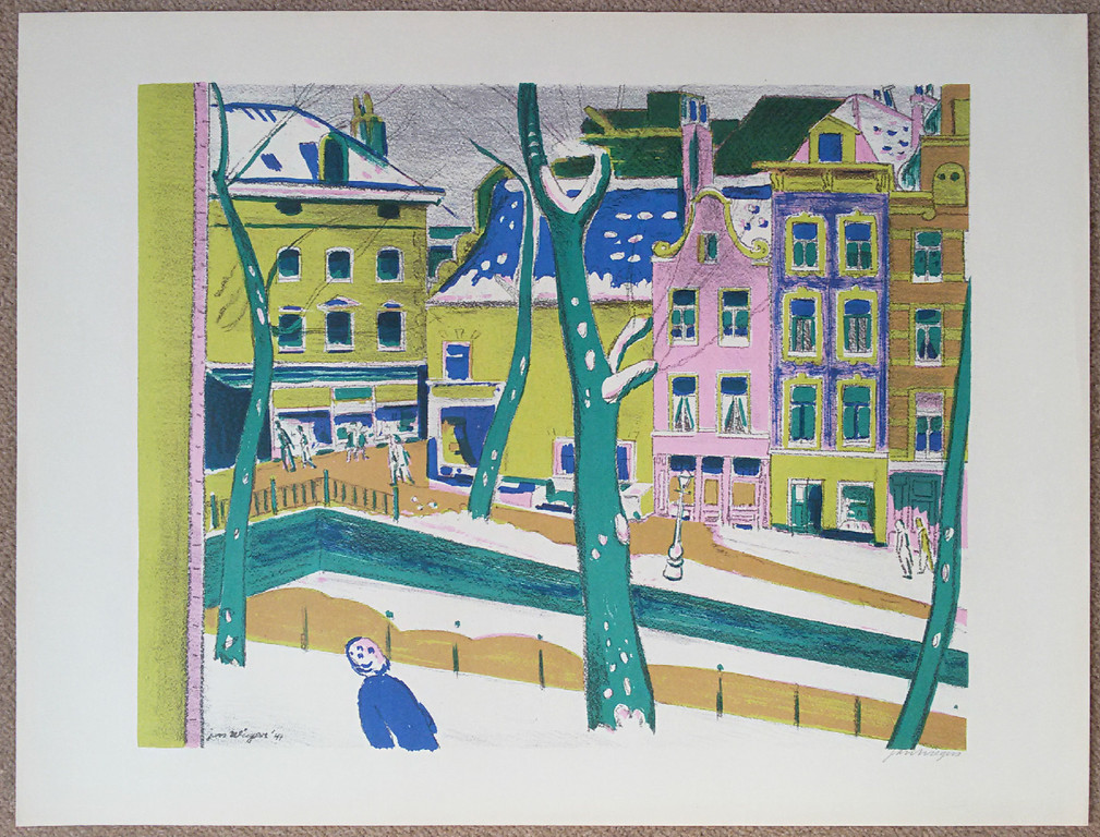 Jan Wiegers - Achterburgwal, gesigneerde litho kopen? Bied vanaf 250!