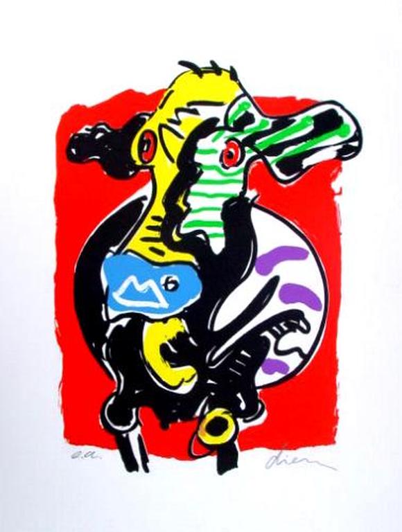 PETER DIEM, grote handgesigneerde en gelimiteerde zeefdruk 'Designers Cow Red' kopen? Bied vanaf 1!