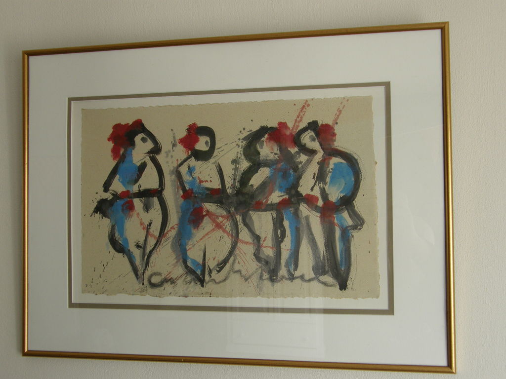 Anton Heyboer: ingelijste gemengde techniek, Vier vrouwen verkocht voor € 135!