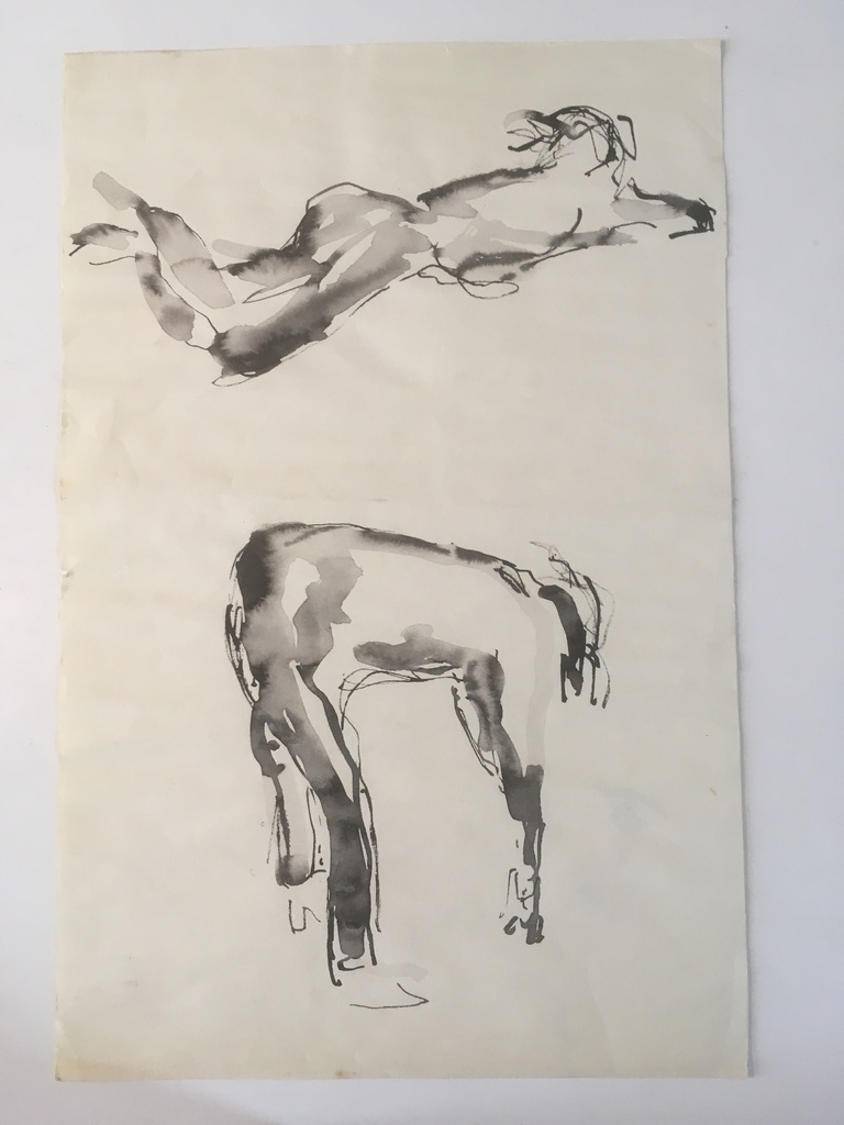 Onbekende Kunstenaar - Tekening Aquarel - 2 figuren. kopen? Bied vanaf 1!