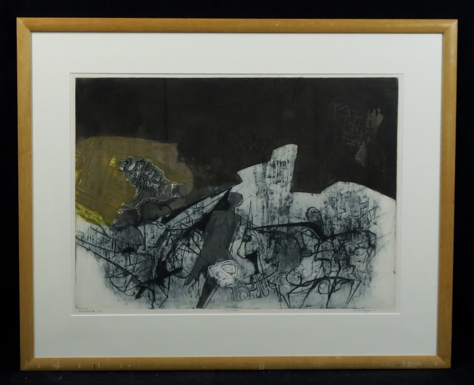 Ru van Rossem: Ets en aquatint, Opgravingen II Isra I - Ingelijst verkocht voor € 100!