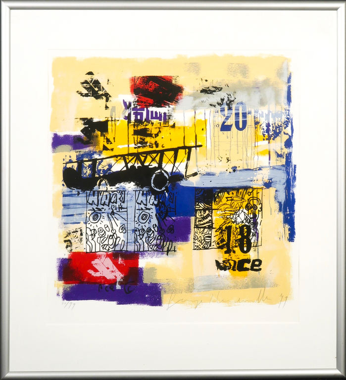 George Heidweiller: Zeefdruk, Zonder titel - Ingelijst verkocht voor € 75!