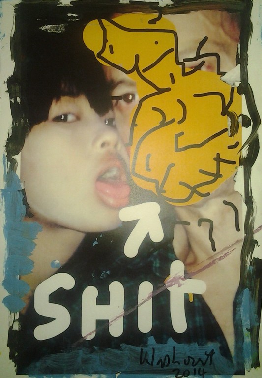 Shit - Mixed media op 200 grams papier 30x42 cm.  kopen? Bied vanaf 1!