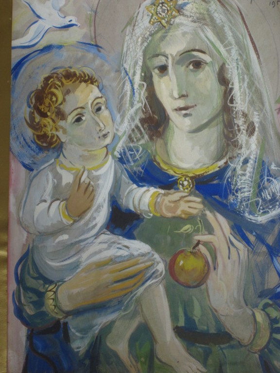 zeldzaam werk van monumentaal kunstenaar Jan Mammen (1899-1978) aquarel "madonna kopen? Bied vanaf 1!