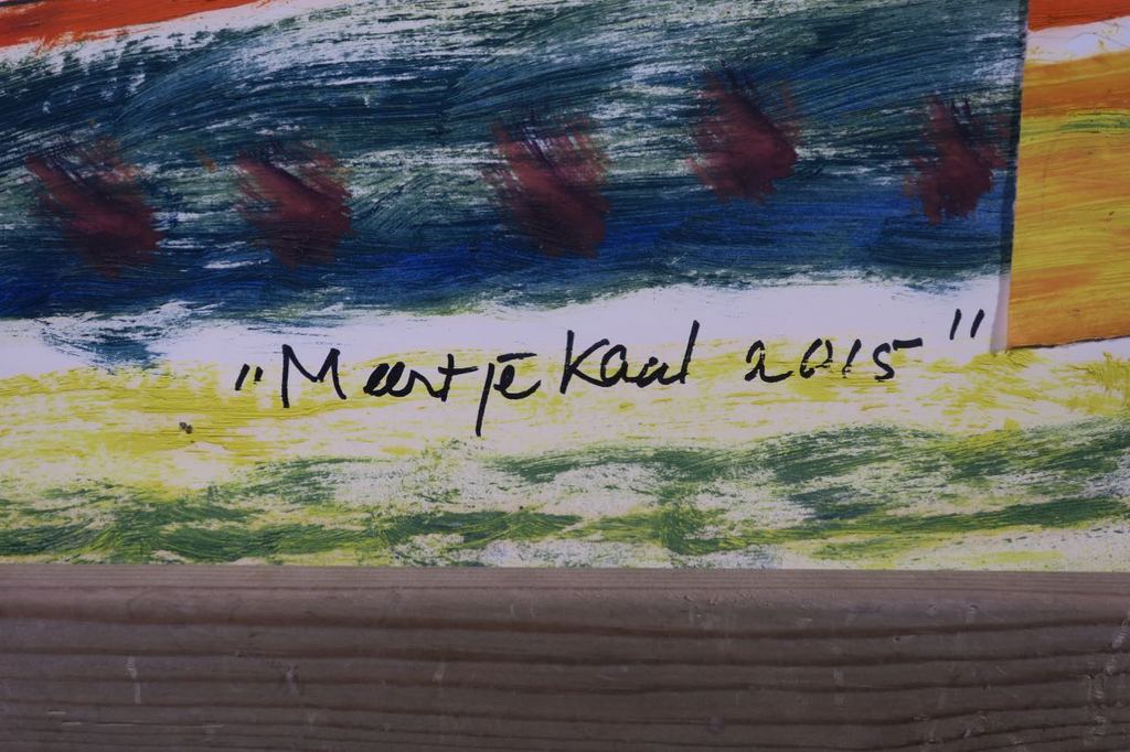 Meertje Kaal: Olieverf en collage op karton, De pauw poes - Ingelijst kopen? Bied vanaf 1!