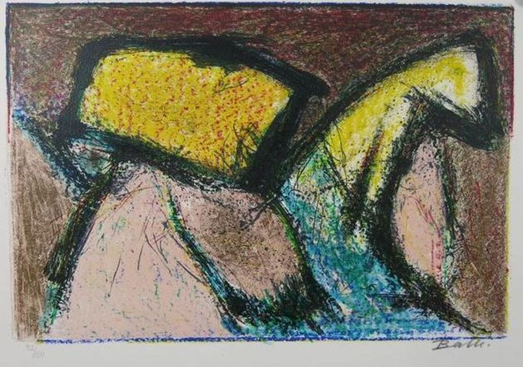 Mogens Balle: Kleurenlitho, Abstracte figuren (CoBrA) kopen? Bied vanaf 70!