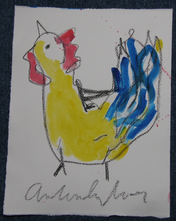 Anton Heyboer: kip, gemengde techniek verkocht voor € 110!