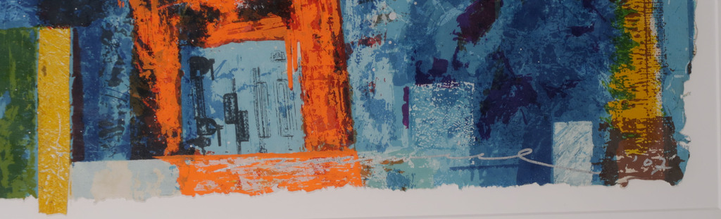 Jos Verwiel: Zeefdruk, Blue print II - Ingelijst kopen? Bied vanaf 50!