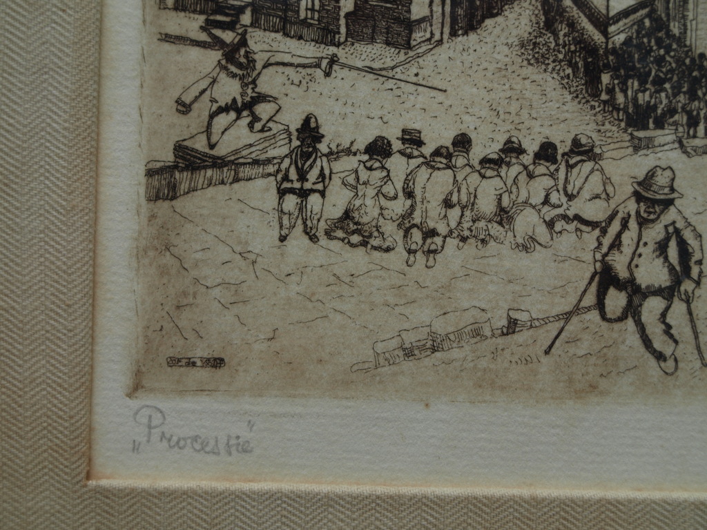 Cor de Wolff : Ets , Processie – gesigneerd & ingelijst – 1941 kopen? Bied vanaf 1!