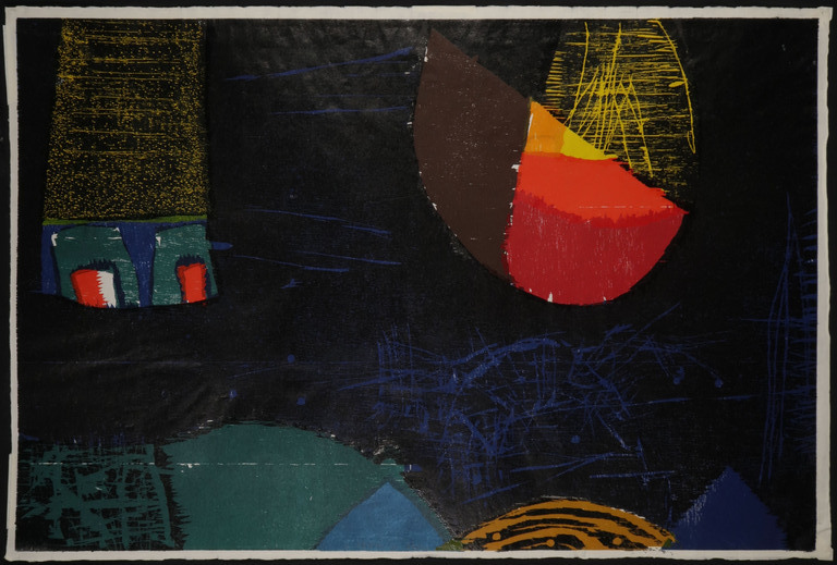 Guillaume Le Roy: Houtsnede, Abstracte compositie verkocht voor € 60!