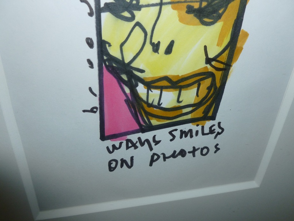 Herman Brood , gouache plus stift , Hank always smiles on photo.Unica. kopen? Bied vanaf 350!