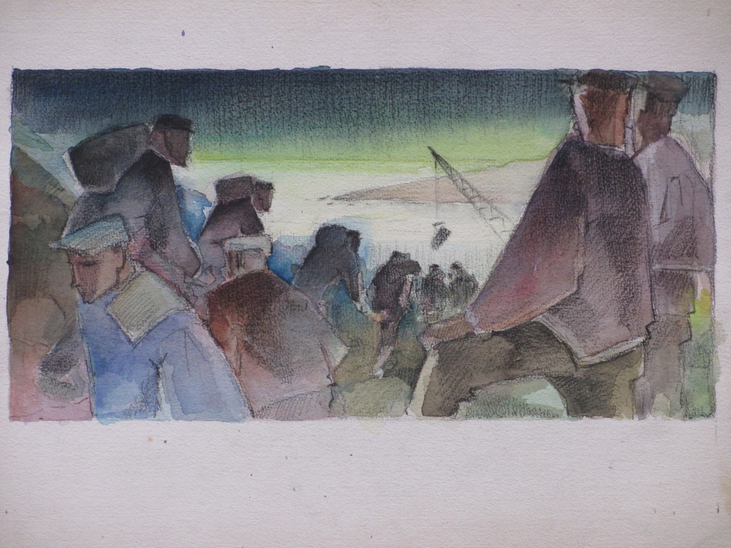 Krijn van Dijke - Krijn van Dijke, Arbeid aan de Deltawerken, Gemengde techniek kopen? Bied vanaf 35!