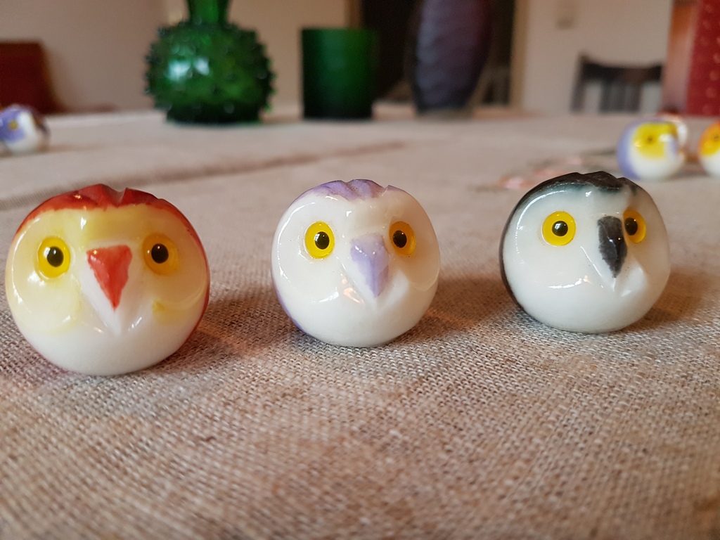 Lot alabaster uil set van 3 pz diameter 3 cm Alabastro Italiano set 23 Volterra  kopen? Bied vanaf 1!