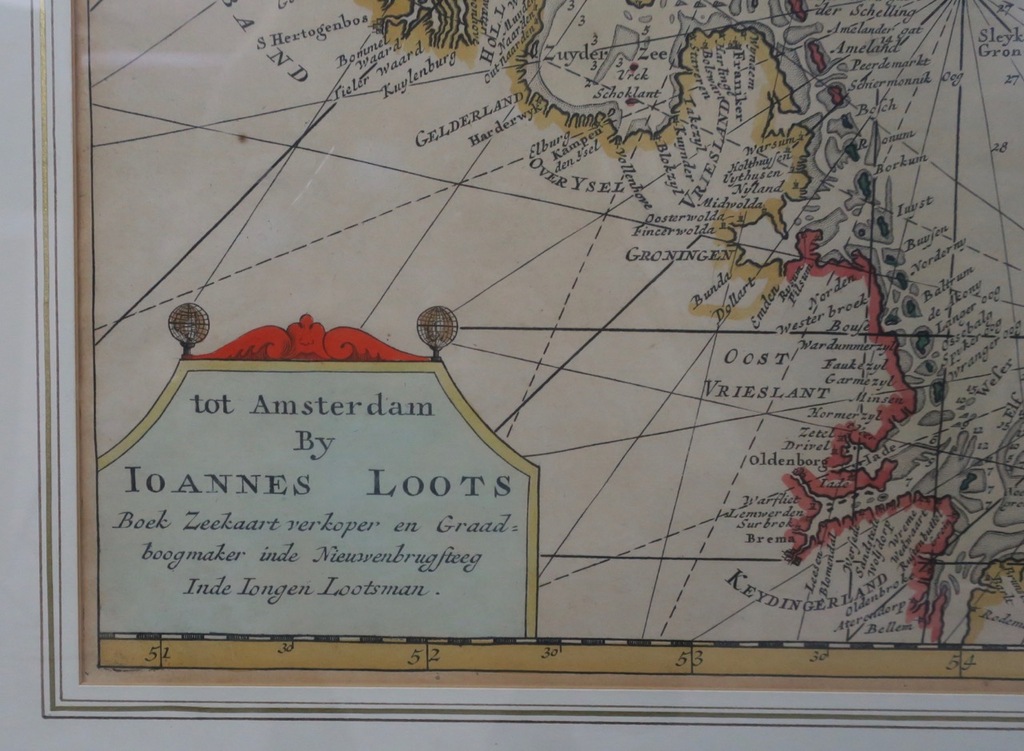 Johannes Loots: Gravure, Landkaart Noordzee - Ingelijst (Groot) kopen? Bied vanaf 1!