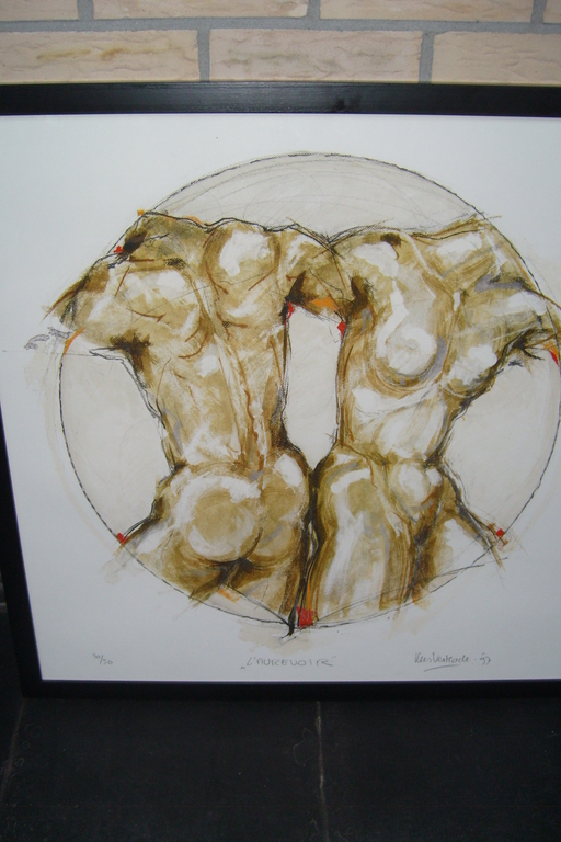 Kees Verkade, kleurenlitho, l'aurevoir.nr.30 van de 50 stuks verkocht voor € 250!