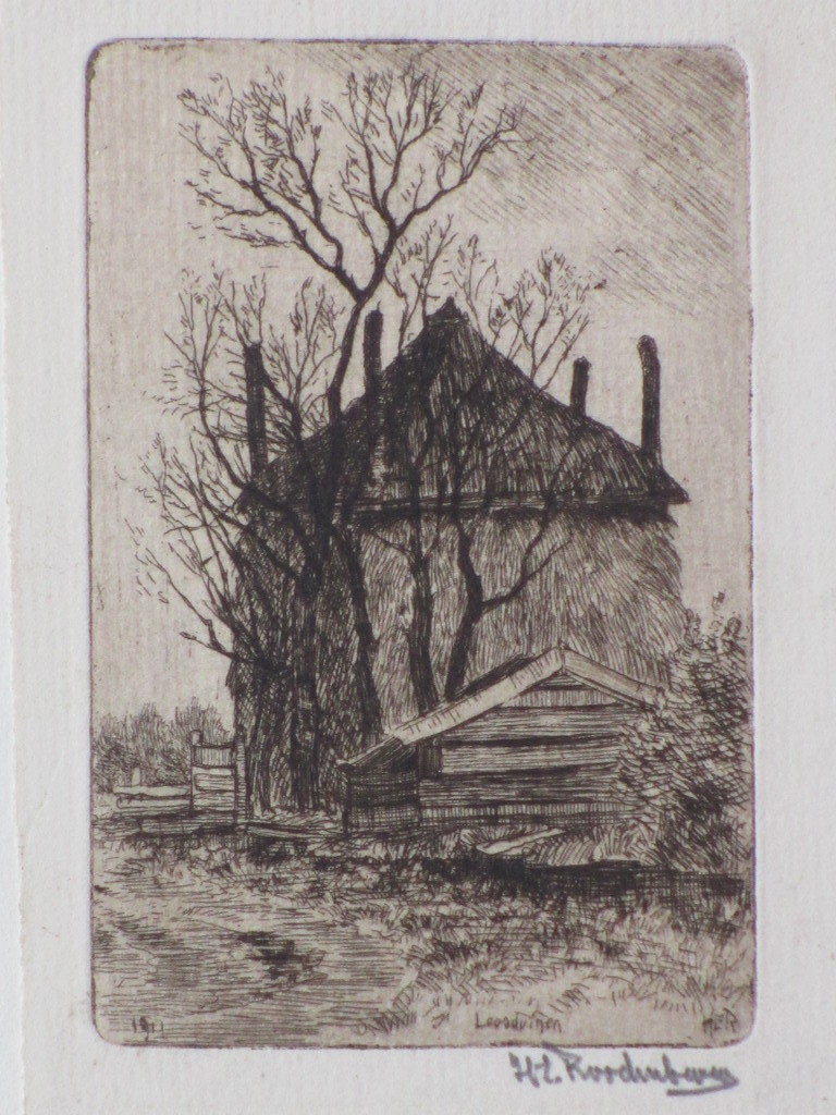 H.E.Roodenburg, Hooiberg met schuurtje bij Loosduinen, Ets 1911 kopen? Bied vanaf 30!