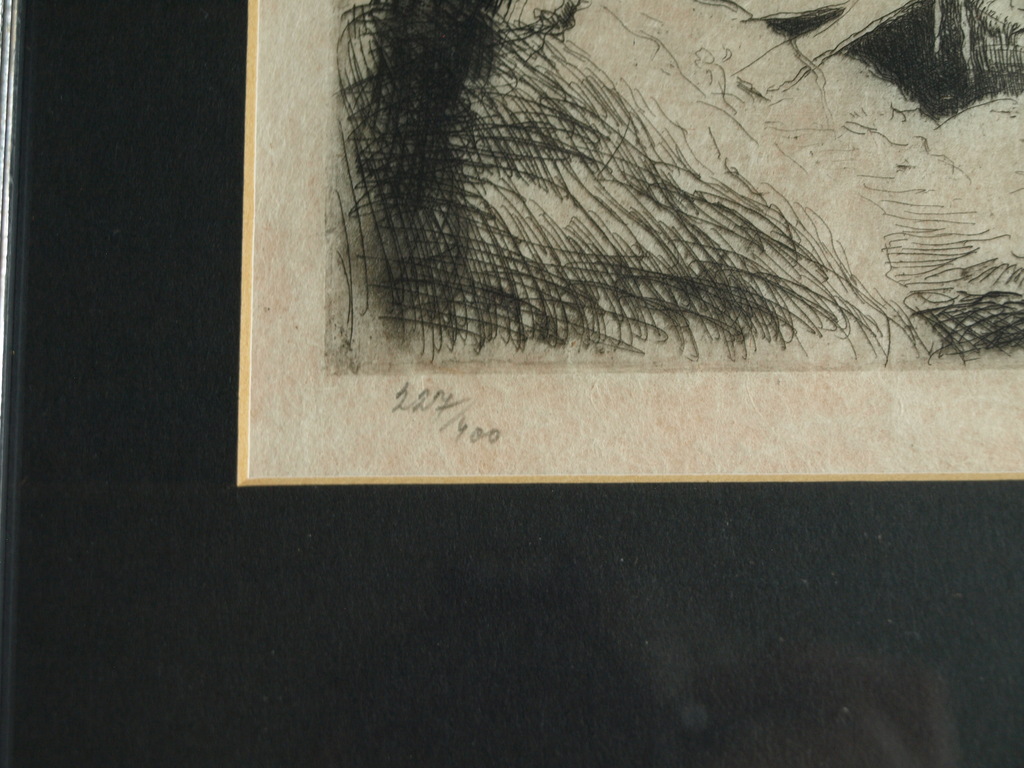 Adolf Jelinek Alex : Ets – ’s Nachts bij het graf – gesigneerd & ingelijst –1930 kopen? Bied vanaf 1!