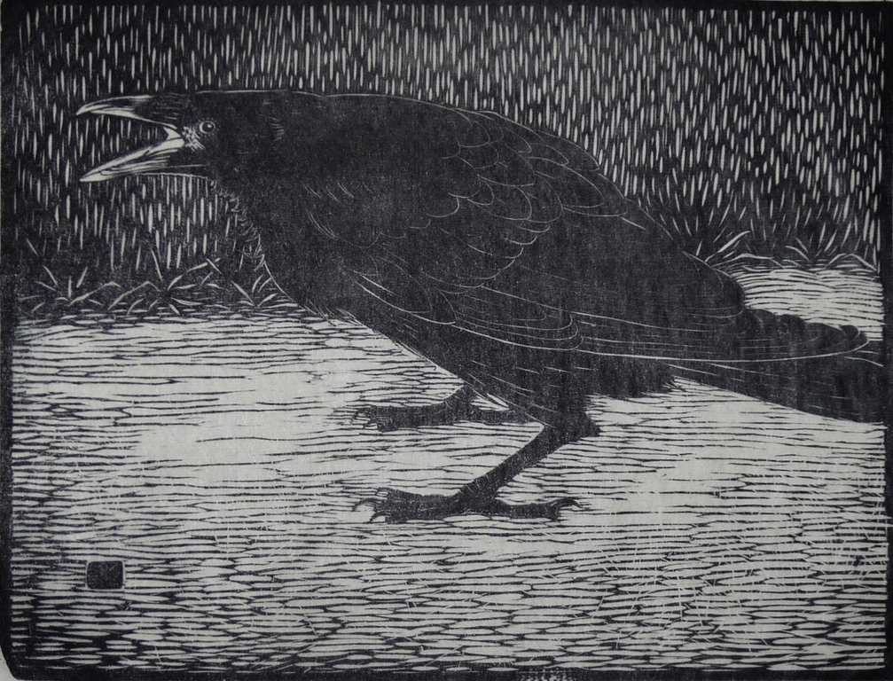 Jan Mankes, Houtsnede, Schreeuwende kraai, Monogram in blok, 1919 kopen? Bied vanaf 350!