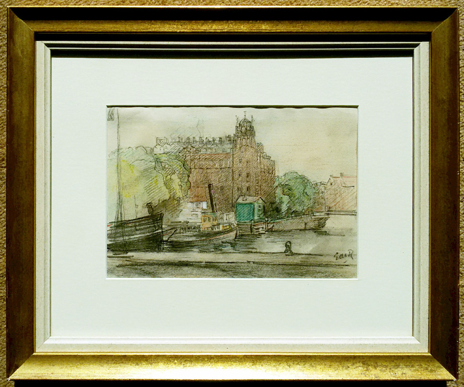 Gezicht op het Scheepvaarthuis te Amsterdam - Tekening (prachtig ingelijst) kopen? Bied vanaf 1!