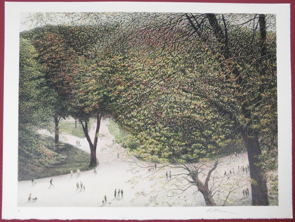 Harold Altman - Kleurenlitho - Sunday Stroll at the Park kopen? Bied vanaf 50!