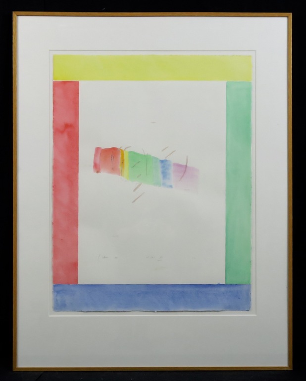 Jaap Hillenius: Gemengde techniek op papier, Zonder titel - Ingelijst verkocht voor € 45!