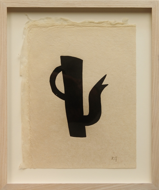 Klaas Gubbels houtdruk 'Zwarte Kan' uit 2007 + tekening. verkocht voor € 375!