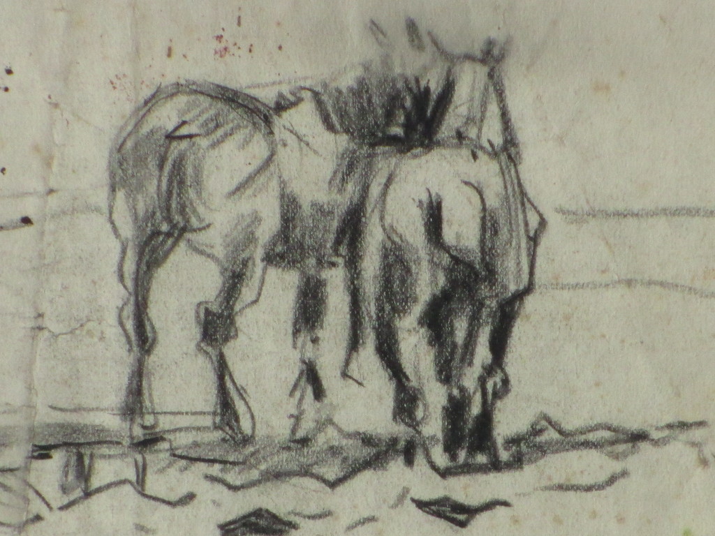 Jan van Essen, Twee trekpaarden, Tekening  kopen? Bied vanaf 1!