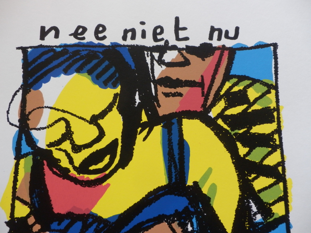 HERMAN BROOD, Gelimiteerde en HANDGESIGNEERDE Zeefdruk  NEE NIET NU kopen? Bied vanaf 1!