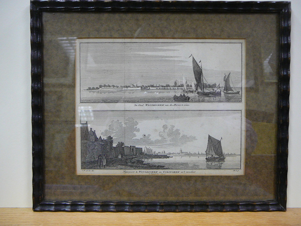 Woudrichem- dubbele gravure van H Spilman 172-1784 verkocht voor € 40!