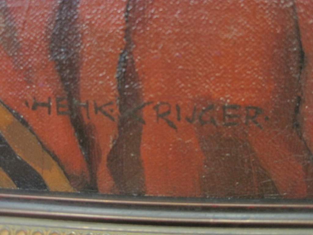 Henk Krijger 1914-1979 Nederlands-Indië olieverf "stilleven" ca. 1940 GROOT! kopen? Bied vanaf 1!