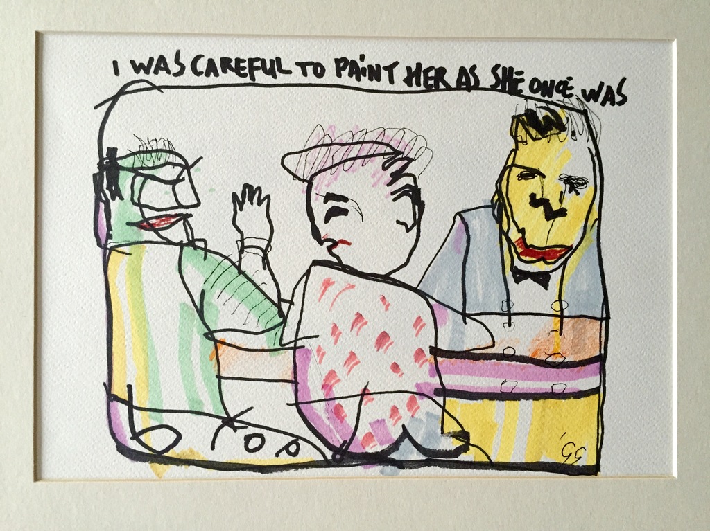 HERMAN BROOD, originele tekening op papier 'I was careful to print her as she..' verkocht voor € 381!