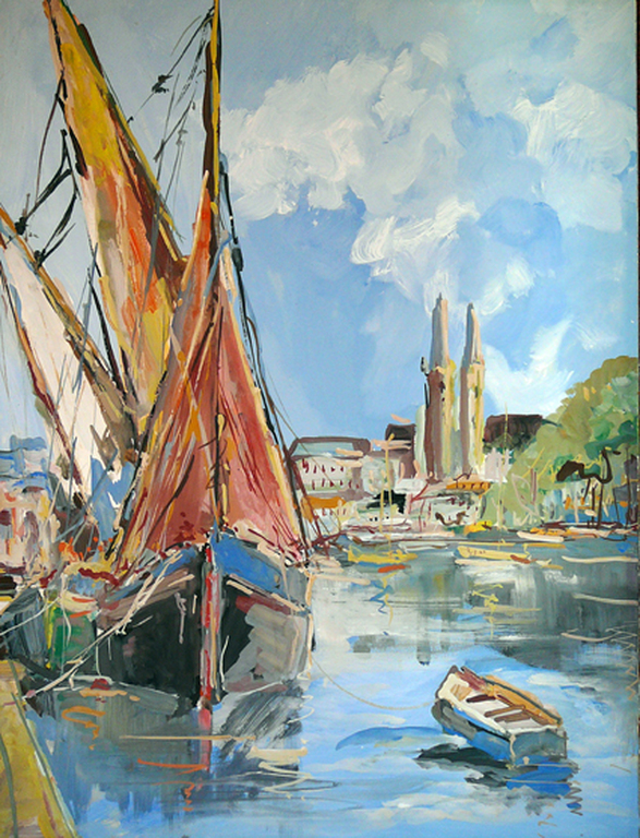 Job (Jobst) Heinrich Frese: Vissershaventje -gouache- vendu pour 45€ !