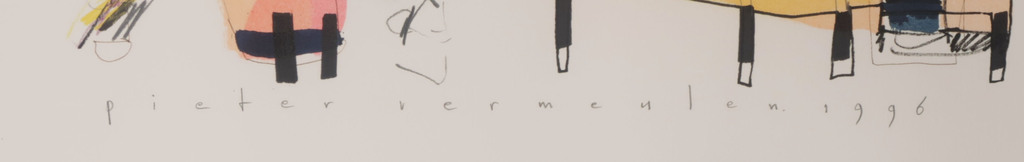 Pieter Vermeulen: Gemengde techniek op papier, Z.T. - Ingelijst kopen? Bied vanaf 35!
