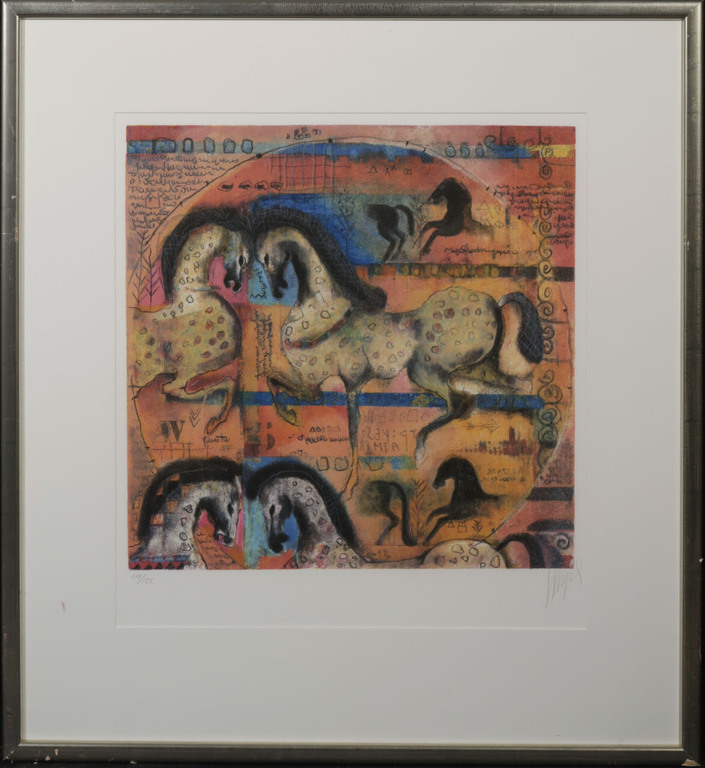 Astrid Engels: Litho, Etrurian war horses - Ingelijst kopen? Bied vanaf 40!