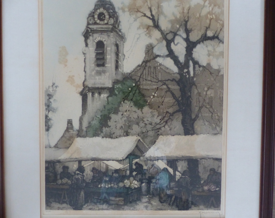 Originele ets markttafereel van Roger Hebbelinck, incl. echtheidscertificaat kopen? Bied vanaf 15!