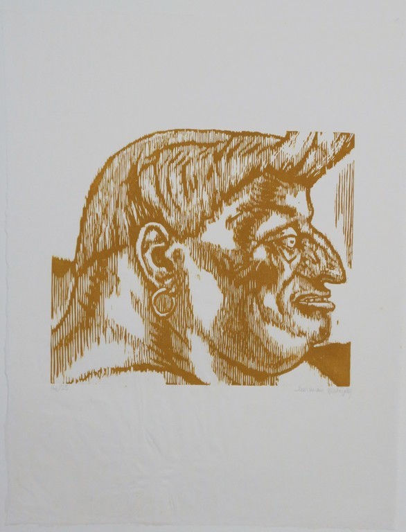 Herman Gordijn: Houtsnede op Japans papier, Man met oorring kopen? Bied vanaf 1!