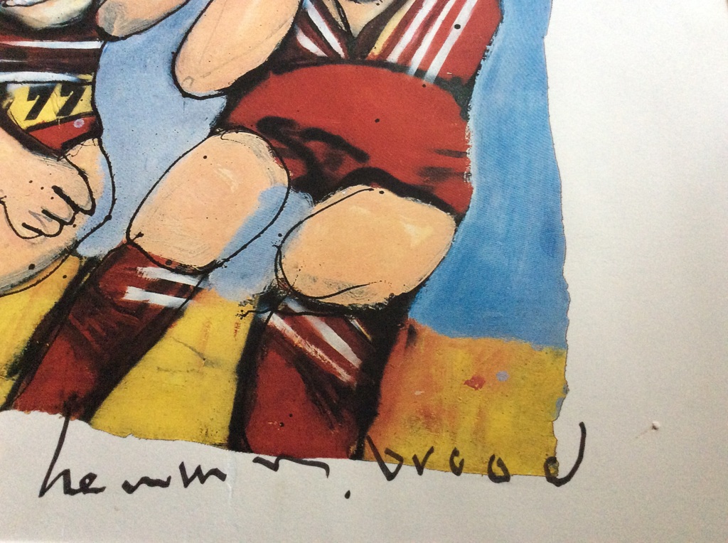Herman Brood - zeldzame rasterdruk incl lijst - voetballers 1988 kopen? Bied vanaf 1!