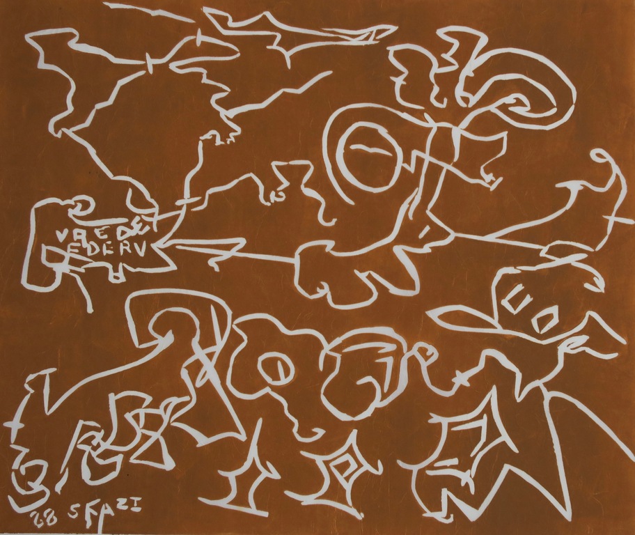 Wim Izaks: Lino op rijstpapier, Vrede oranje (groot) kopen? Bied vanaf 60!