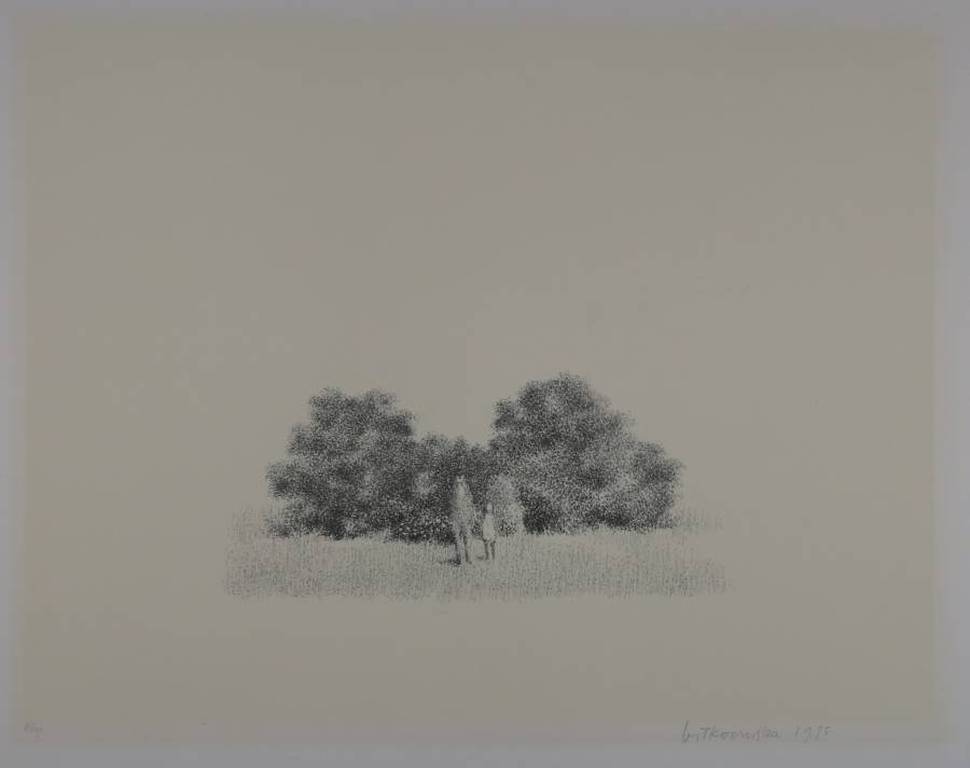 Metten Koornstra: Litho, Landschap met twee figuren kopen? Bied vanaf 50!