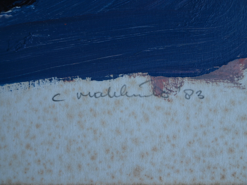 Cornelis Makkink : Olieverf op papier, Papegaaiduiker – gesigneerd - 1983 kopen? Bied vanaf 1!