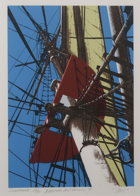 Marcus van Hoorn: Zeefdruk, Sail - Ingelijst verkocht voor € 55!